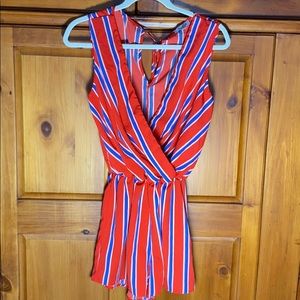 Red Birch Red & Blue Striped Romper So Cute!